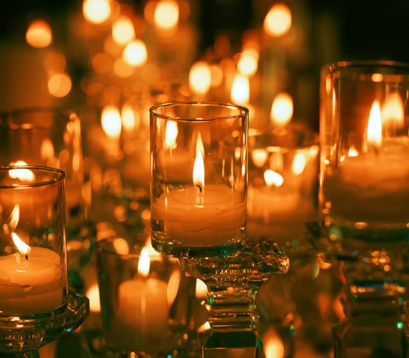 Fairytale image of burning candles in the dark Fairytale image of burning candles in the dark